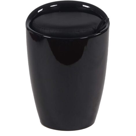 Poufhocker im ABS -Behälter mit Eco -Ledersitz 36x36x50 cm Stil - Black