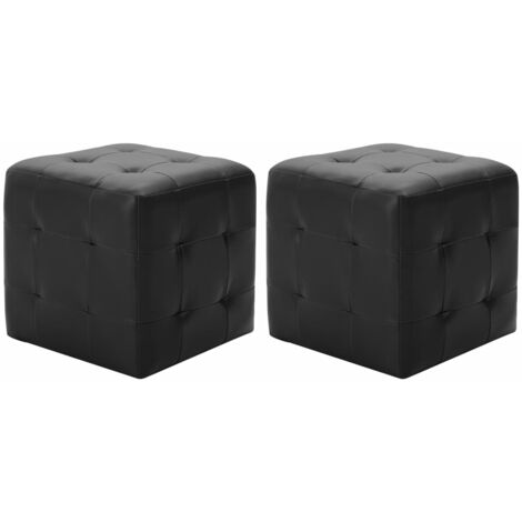 Poufs 2 pcs Noir 30 x 30x30 Similicuir