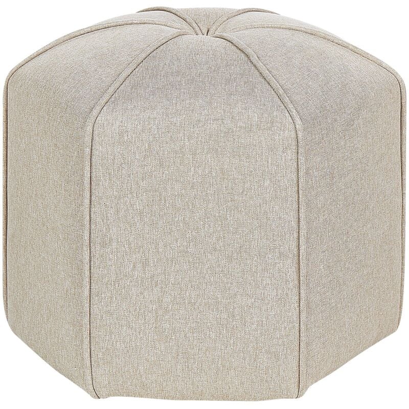 Poufs en Lin Beige Contreplaqué et Bois d'Hévéa Repose-Pieds Glamour Assise Supplémentaire Wishek