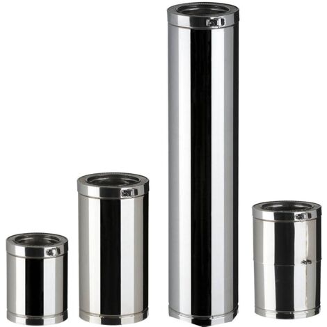 Poujoulat – Conduit de fumée isolé en inox 316 L – Diamètre 150 mm – Longueur 95 cm – Température max 450°C – Pour gaz, fioul, bois et charbon