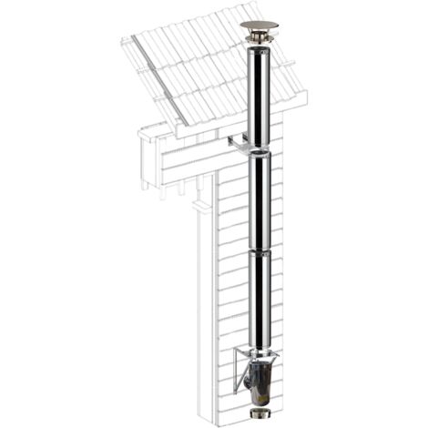 Poujoulat – Conduit isolé vertical extérieur Ø 200 mm – Longueur 530 cm – Isolation laine de roche – Inox 316 pour poêles et chaudières