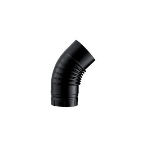 Poujoulat – Coude émaillé plissé 45 degrés noir mat – Raccord fumisterie 150mm – Résistance à la corrosion – Conception esthétique durable