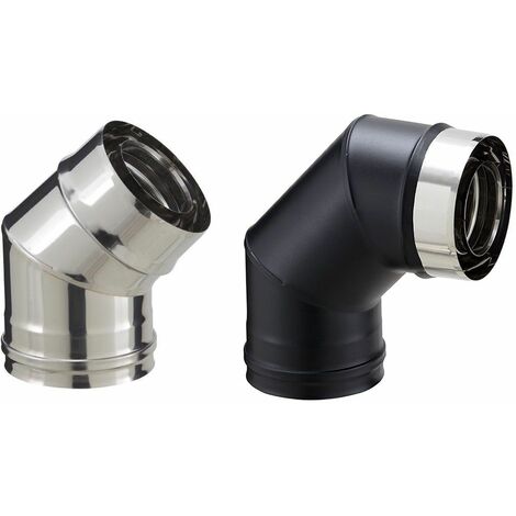 Poujoulat – Coude inox 45° pour poêle à granulés – Raccord fumisterie – Longueur 152mm – Diamètre 130mm – Installation rapide et sécurisée