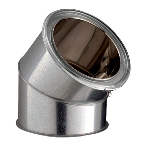 Poujoulat – Coude isolé 45° intérieur inox/galva DN 230 – Raccord fumisterie pour installations en espaces confinés – Résistance à la corrosion