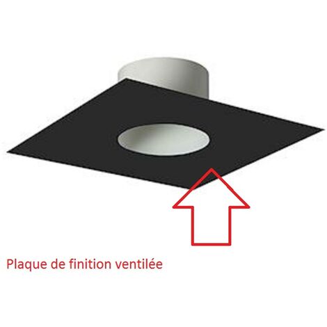 Poujoulat – Plaque ventilée noir mat 25 x 25 cm – Résistance à la corrosion – Pour conduits de tubage et conduits émaillés – Installation rapide - 150EM