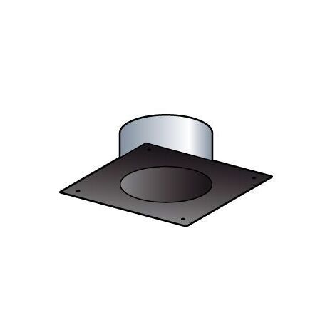 Poujoulat – Plaque finition tubage carrée 20x20cm – Section 30x30 – Couleur noir RAL 9019 – DN80mm pour conduits de fumée