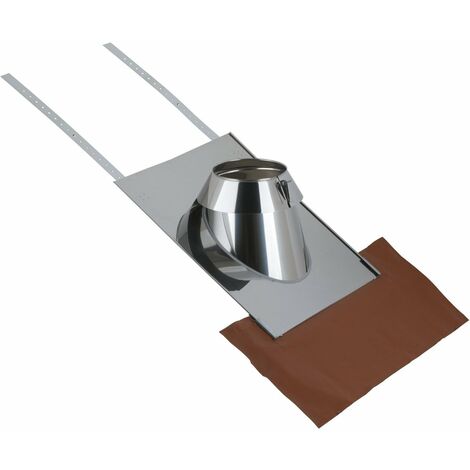 Poujoulat – Solin de toit inox 15 à 30° pour tuile Therminox – Diamètre intérieur 130mm – Diamètre extérieur 194mm – Kit d'étanchéité inclus
