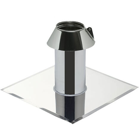 Poujoulat – Solin de toit inox avec collerette 80/130 – Résistant aux intempéries – Pour toits plats – Installation facile et durable