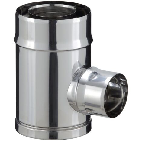 Poujoulat – Té de branchement pour poêle à granulés – Piquage simple paroi – Conduit de fumée inox – Optimise performance et économie d'énergie