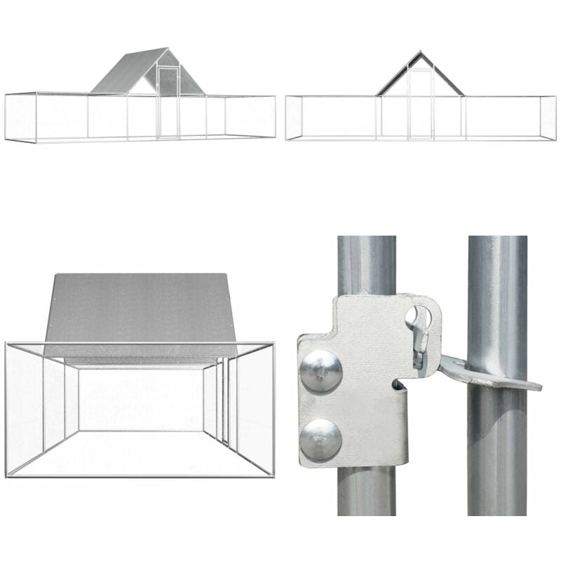 Vidaxl - Poulailler 6 x 2 x 2 m Acier galvanisé - Poulailler - Coop Poule - Abri Poulet - Cage Oiseaux - Animal Domestique - Home & Living
