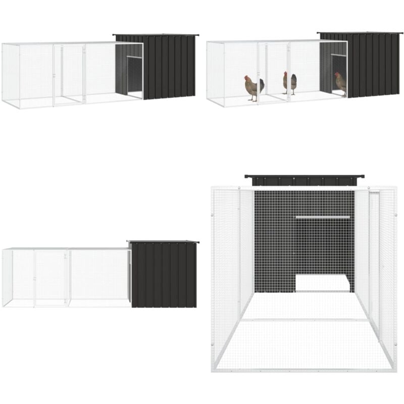 Vidaxl - Poulailler Anthracite 300x91x100 cm Acier galvanisé - Cage à Poulet - Poulailler - Abri Animal - Coop Poule - Maison Pour Oiseaux - Home &