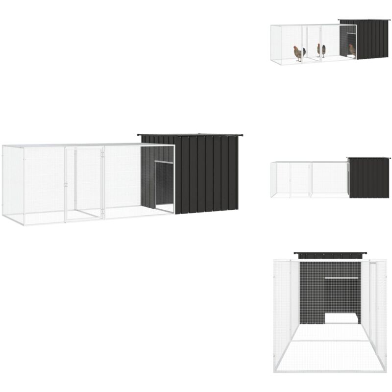 Vidaxl - Poulailler Anthracite 300x91x100 cm Acier galvanisé - Cage à Poulet - Poulailler - Abri Animal - Coop Poule - Maison Pour Oiseaux