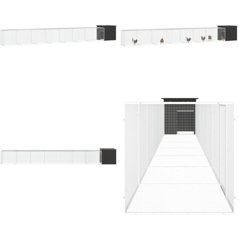 Poulailler Anthracite 800x91x100 cm Acier galvanisé - Cage à Poulet - Poulailler - Abri Pour Oiseaux - Coop Pour Poules - Élevage De Volailles - Home