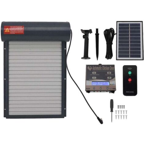 Poulailler Automatique Solaire Portail Roulant Porte Automatique Poulailler Solaire avec capteur de lumière, Commande de Minuterie, Télécommande
