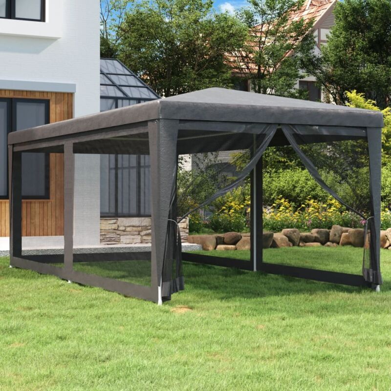 Tente de fête avec 6 parois latérales en maille Anthracite 3x6m, Anthracite, 319239
