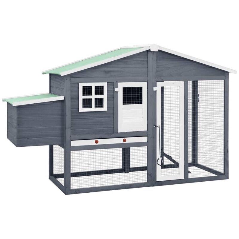 Vidaxl - Poulailler avec nichoir Gris et blanc Bois de sapin massif