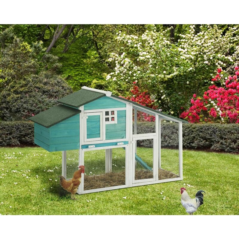 Hobag - Poulailler avec Pondoir en bois - 2 Poules - Vert