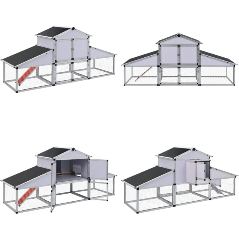 Poulailler avec rampes et nichoir Aluminium - Poulailler - Coop Pour Poules - Abri Pour Poules - Poulailler Extérieur - Poulailler Aluminium - Home &