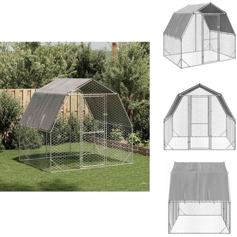 Poulailler avec toit 2,5x2x2,25 m acier galvanisé - Poulailler - Poulailler - Poulailler De Promenade - Poulailler En Métal