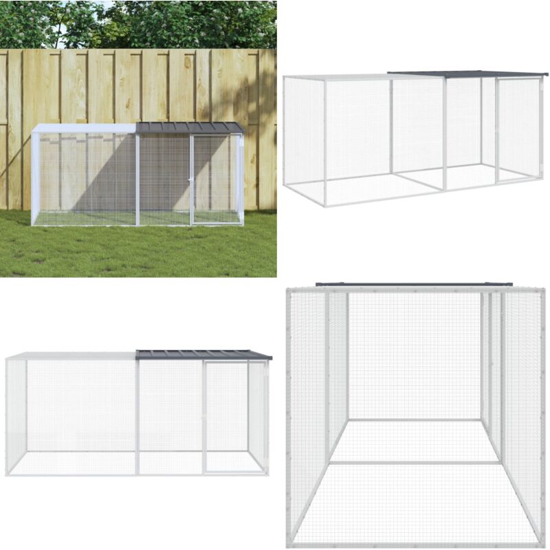 Poulailler avec toit anthracite 203x98x90 cm acier galvanisé - Poulailler - Abri Animal - Coop Poule - Maison Poulet - Accessoires Oiseaux - Home &