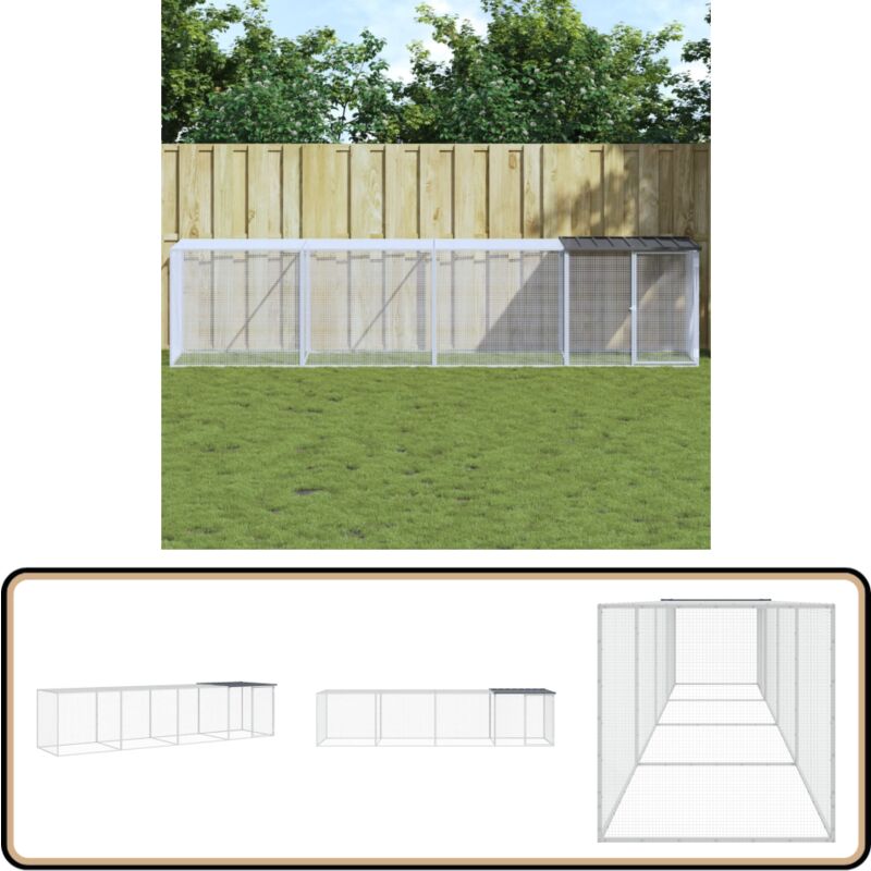 Vidaxl - Poulailler avec toit anthracite 403x98x90 cm acier galvanisé - Poulailler - Abri Animal - Coop Poule - Maison Poulet - Accessoires Animaux