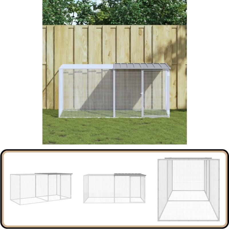 Vidaxl - Poulailler avec toit gris clair 203x98x90 cm acier galvanisé - Poulailler - Coop Pour Poules - Abri Pour Oiseaux - Maison Pour Volaille