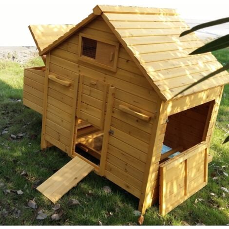 Poulailler Bassette XL 6 à 8 poules toit bois