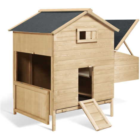 Poulailler chalet 6 à 10 poules avec pondoir en bois - Naturel