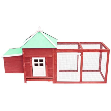 Poulailler  Cocotte avec nichoir Rouge 190x72x102cm Bois de sapin massif CFW78968