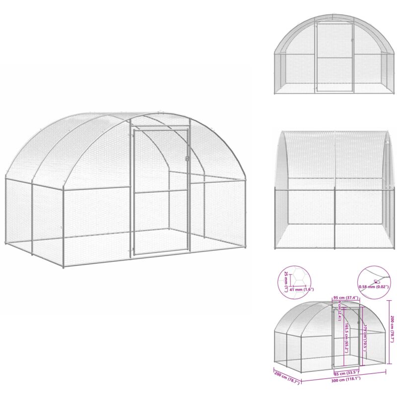 Vidaxl - Poulailler d'extérieur 3x2x2 m Acier galvanisé - Poulailler Extérieur - Abri Poulet - Coop Poule - Cage Oiseaux - Espace Animal Domestique