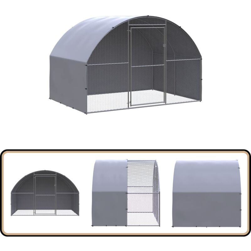 Poulailler d'extérieur 3x2x2 m Acier galvanisé - Poulailler Extérieur - Abri Pour Oiseaux - Coop Pour Poules - Poulailler En Métal - Poulailler