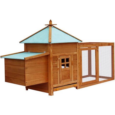 vidaXL Bois de Sapin Massif Poulailler avec Nichoir Cage Poulet Multicolore