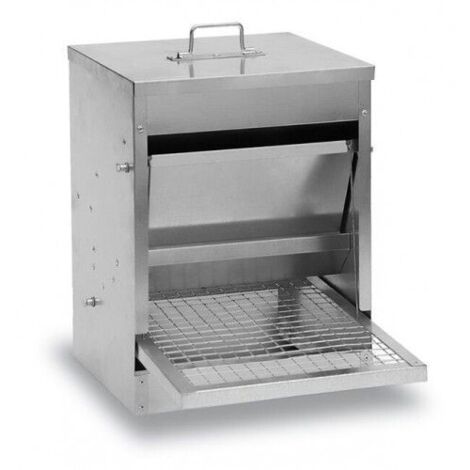 Poulailler Direct – Mangeoire poules anti-gaspillage 10kg – Tôle galvanisée – Dimensions 30x30x41 cm – Fixation facile pour poulaillers en bois