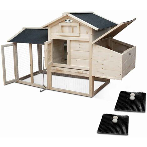 Poulailler en bois canadien, 3 poules - GALINETTE - cage à poules avec enclos et tapis de ponte - Bois