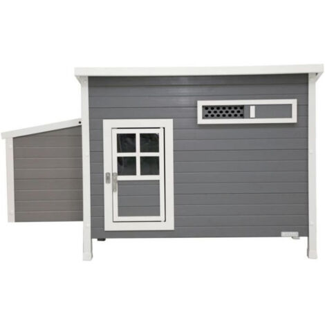 Poulailler en plastique et bois recyclé 137x73x83 cm – 2 nids et 2 perchoirs – Résistant aux intempéries et aux UV – Kerbl