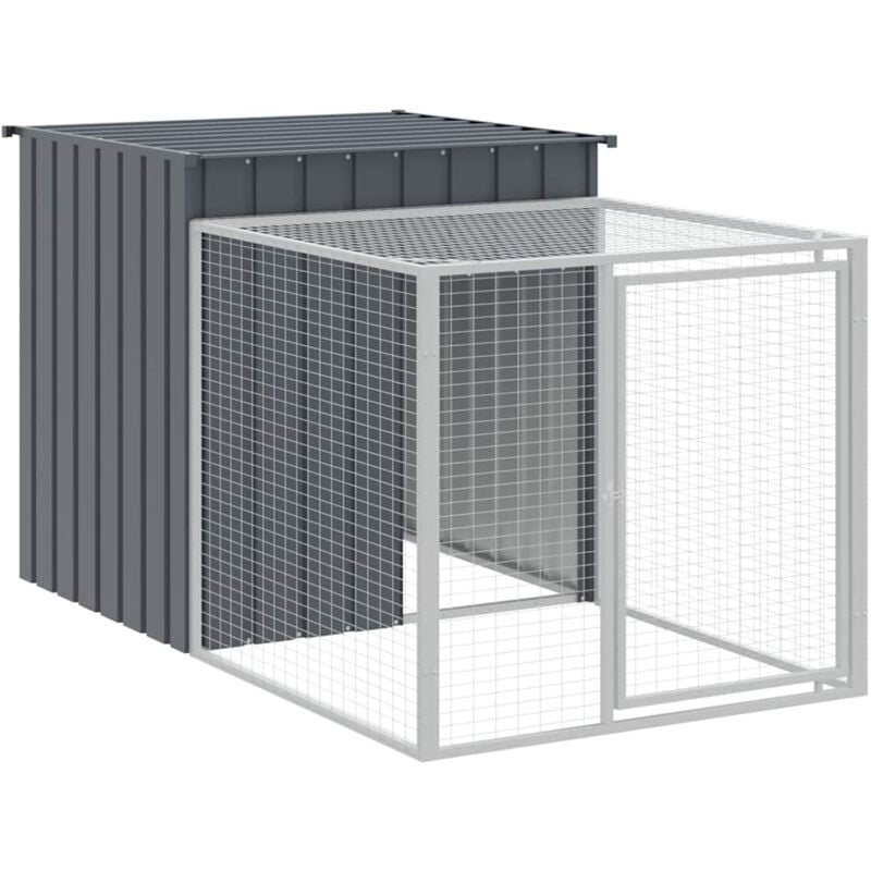 Poulailler enclos cage poules avec cour 110 x 201 x 110 cm acier galvanisé anthracite