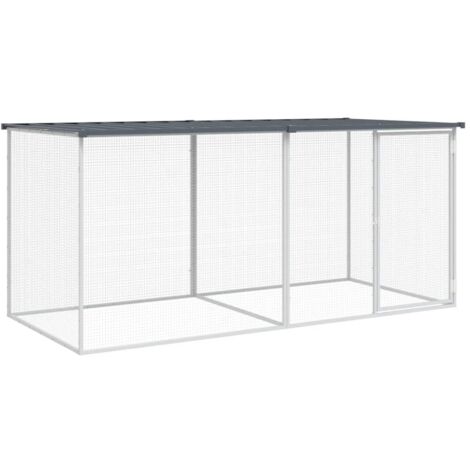 Poulailler enclos cage poules avec toit 203 x 98 x 90 cm acier galvanisé anthracite