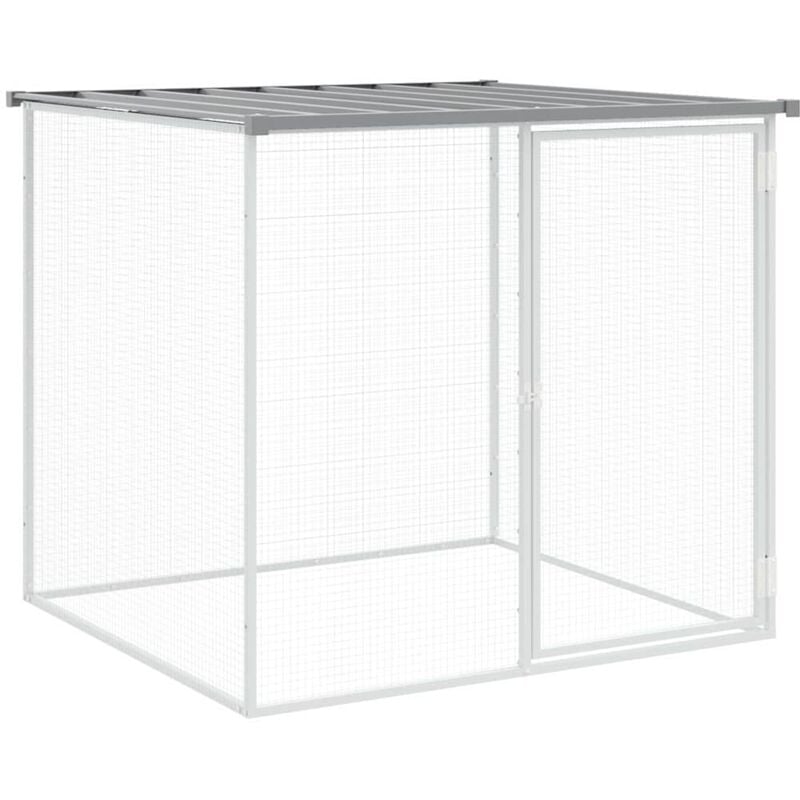 Poulailler enclos cage poules avec toit clair 103 x 98 x 90 cm acier galvanisé gris