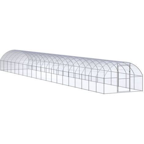 Poulailler enclos cage poules d'extérieur 3 x 20 x 2 m acier galvanisé Argent