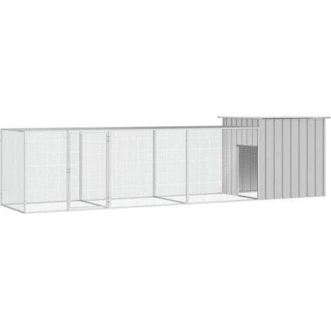 Poulailler Enclos  Cage pour poules Gris 400x91x100 cm Acier galvanisé 11237