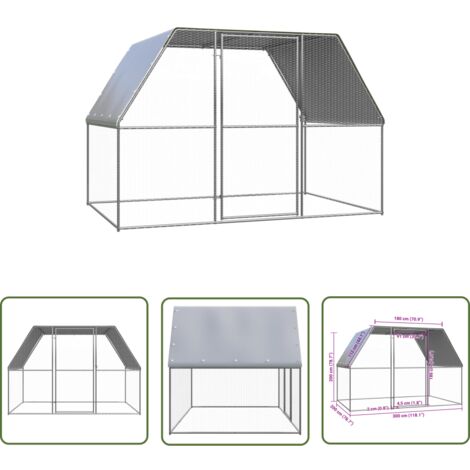 Poulailler Enclos d'extérieur  Cage à poules 3x2x2 m Acier galvanisé 49271
