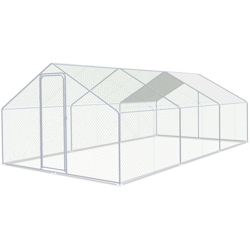 Einfeben - Poulailler extérieur Toit du poulailler, Acier galvanisé Petit poulailler Enclos extérieur avec protection solaire Cage à poules, 3 x 6 x