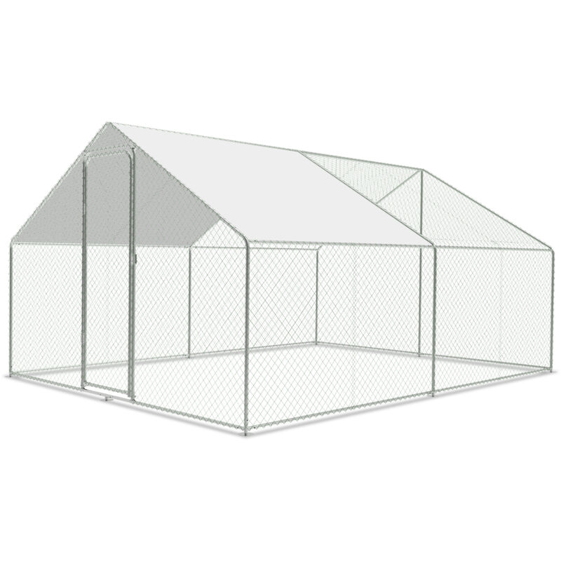Randaco - Poulailler extérieur Toit du poulailler, Acier galvanisé Petit poulailler Enclos extérieur avec protection solaire Cage à poules, 3 x 4 x 2