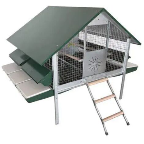 Poulailler pour poules pondeuses 100125 – Structure galvanisée – Toit vert foncé – Dimensions 150x150x120 cm – Poids 33 kg – Rocila