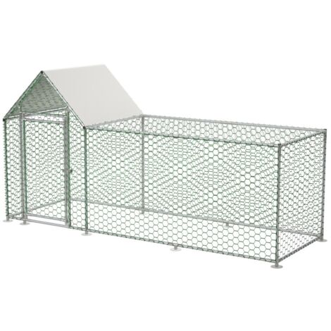 Poulailler Sécurisé-3x1x1 5m avec Serrure et Bâche PE Étanche-Enclos Métal pour Volailles et Lapins