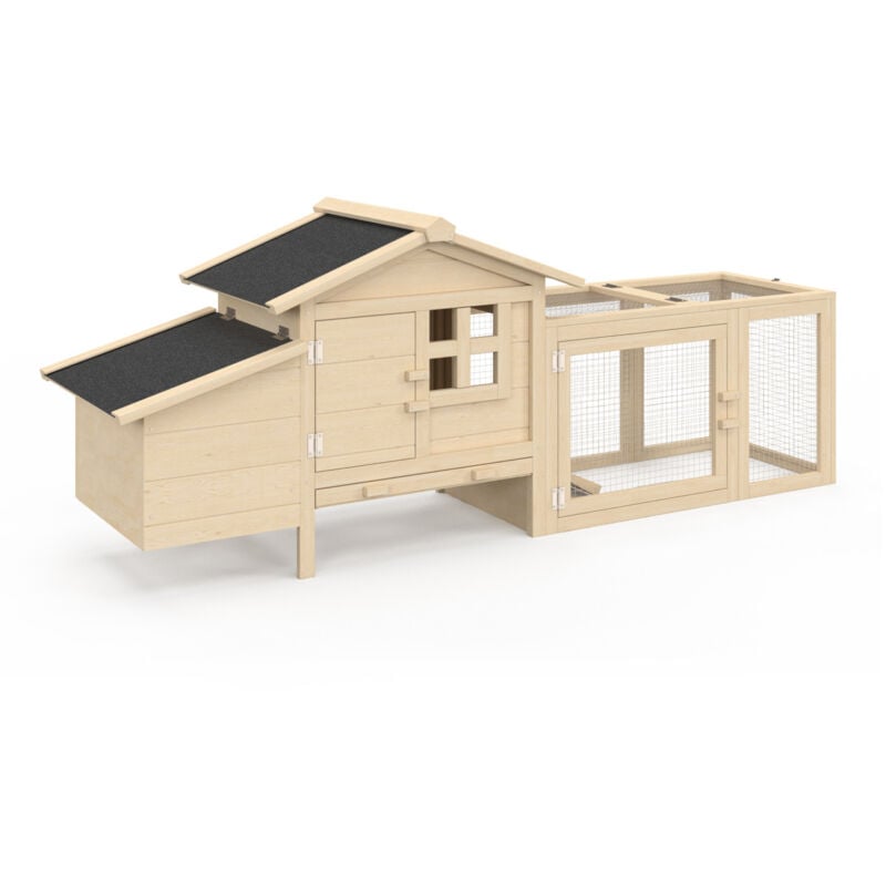 Poulailler sur pilotis avec enclos et pondoir en bois, capacité jusqu'à 2 poules