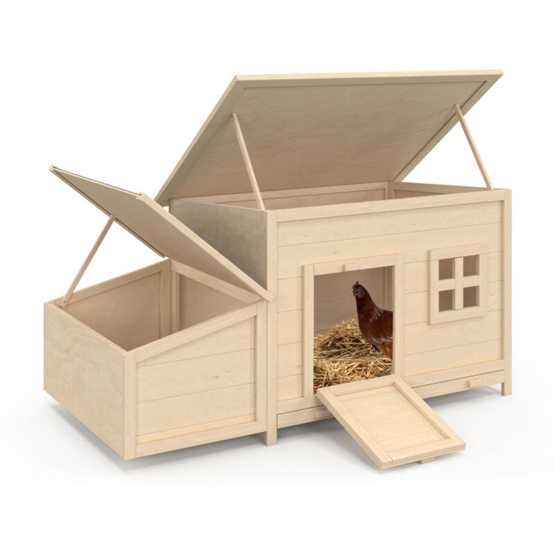 Poulailler toit plat pour poules sur pilotis avec pondoir en bois, capacité jusqu'à 6 poules