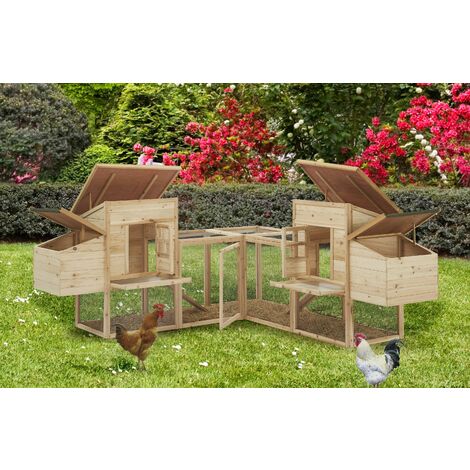 Poulailler VIP XXL - 4 poules en bois avec 2 pondoirs - en bois naturel