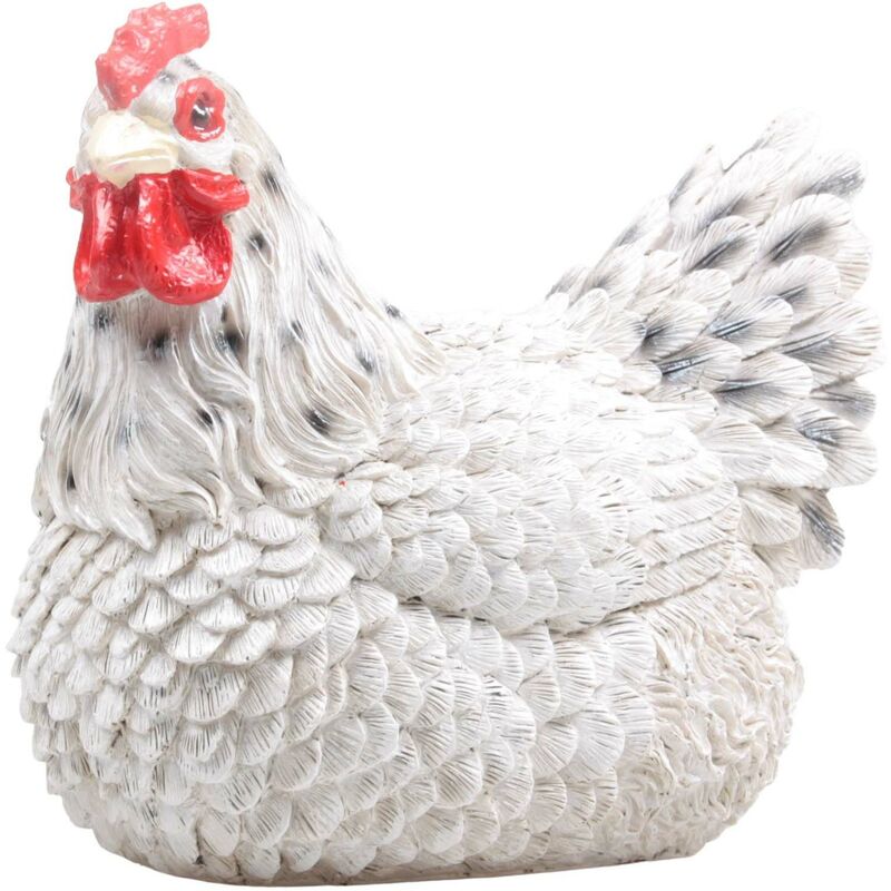 Fuienko - Poule couvant en résine coloris blanc 15 x 18 x 15 cm