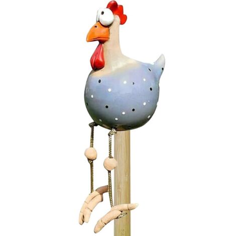 Poule décorative de jardin, statue de jardin d'extérieur, poule décorative d'extérieur, statue de poule en résine amusante faite à la main pour jardin, cour, terrasse (gris bleu)
